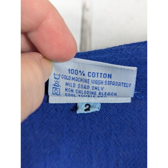 OH MY GAUZE! Tabasco Cotton Midi Dress Cobalt Lagenlook Minimalist Size L/XL - Picture 5 of 6